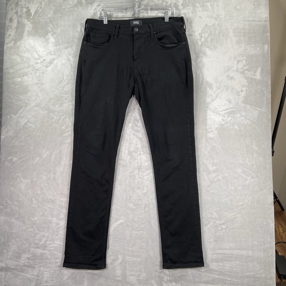 Paige Jeans Mens 34x34 Federal Slim Straight Fit Black Wash Denim Stretch Preppy